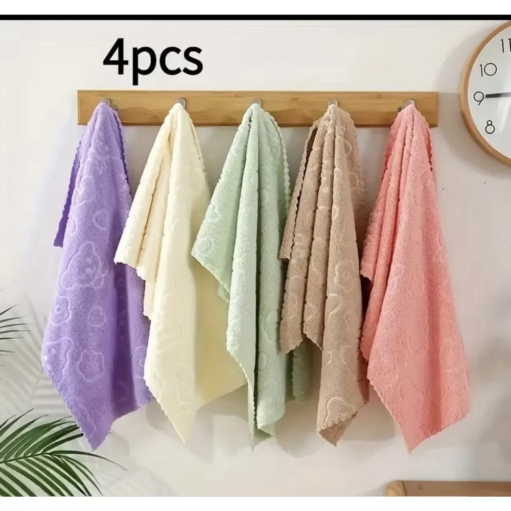 Four Piece Set Of Cartoon Embossed Towels, Soft And Quick Drying 27×11 In. New￼
